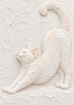 White 013 Texture style art cat painting interior