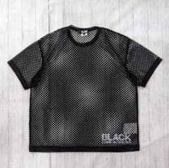 ブラック コムデギャルソン/25SS/オーバーサイズ/裾プリントメッシュT