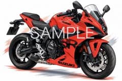 スズキ GSX-8R デフォルメ アート 絵 バイク A4 変更可のサムネイル