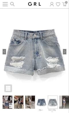 【新品】GRL ダメージデニムショートパンツ ライトブルー XS [cu349]のサムネイル