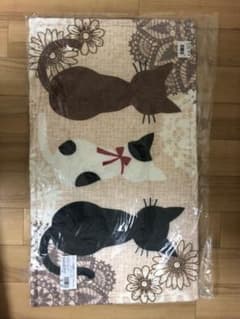 【2/11まで】猫　シルエット　茶ピンク　玄関マット　75×45㎝　新品のサムネイル