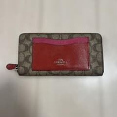 COACH レザー長財布 ベージュ/ピンクのサムネイル