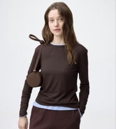 GU ソフトシアークルーネックT（長袖）dark brown Lサイズのサムネイル