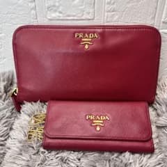 良品 PRADA 2点セット 長財布 キーケース サフィアーノ ローズ - メルカリ