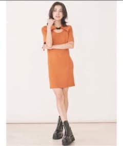 チャイナフロックボタンレイヤードニットワンピースのサムネイル