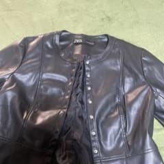 にこ様専用 ZARA 黒 レザー調　ジャケット Lサイズのサムネイル