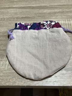 巾着袋 ハンドメイド 花柄 パープルのサムネイル