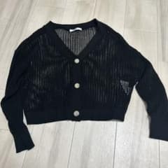 KHALITA ブラック メッシュ カーディガンのサムネイル