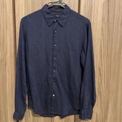 Theory セオリー 長袖シャツ ネイビー リネンシャツのサムネイル