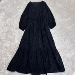 ぺぺ様ダーマコレクション カットワークレース ロング ワンピース M-L 黒 25SS♡ダーマコレクション カットワークレース ロング ワンピース M-L