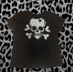 ギャル 平成 y2k スカル 半袖 Tシャツ 黒のサムネイル