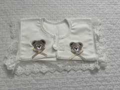 【新品未使用】クマ刺繍 ホワイトコットンスタイ　インポート　ベア　レースのサムネイル