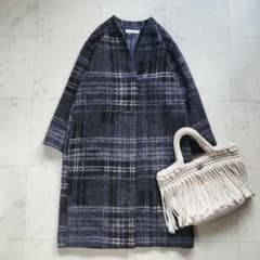 りょう様 美品 ガリャルダガランテ コート ノーカラー 黒 チェック ゆったりめ りょう様 美品 ガリャルダガランテ コート ノーカラー 黒 チェック