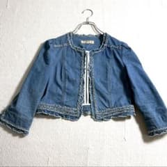 エムズグレイシー◇デニム ノーカラージャケット ショート丈 フリル