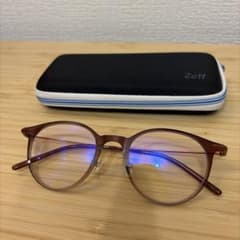 Zoff ゾフ ボストン眼鏡 ブルーライトカット ブラウン 度なし ケース付きのサムネイル