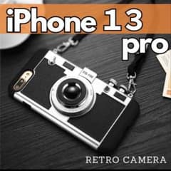【iPhone13pro】カメラモチーフiPhoneケース◆レトロ カメラ風 黒のサムネイル