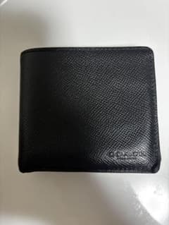 COACH 二つ折り財布 ブラック レザーのサムネイル