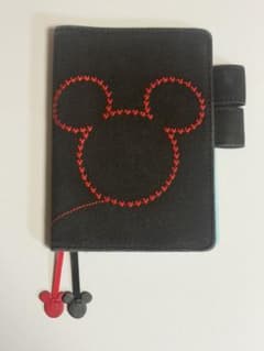 【※難あり】ほぼ日手帳カバー ミッキーマウス 刺繍 ブラックのサムネイル