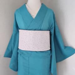【三花】美品　洗える着物　単衣　ブルー　青　夏着物　縦ボカシ　㈱コウヤ　リユース 三花】洗える着物 絽 色無地 青 夏着物 単衣 リサイクル リユース