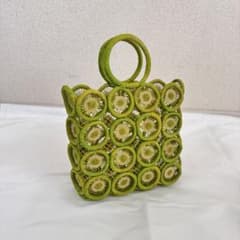 【美品】RICCI EVERYDAY サイザル マルシェバッグ S グリーンのサムネイル