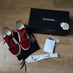 CHANEL スニーカーG32719 レッド ホワイト - メルカリ