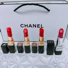 ♥CHANEL＆Dior♥赤系リップ4本セット♡デパコス リップまとめ売り