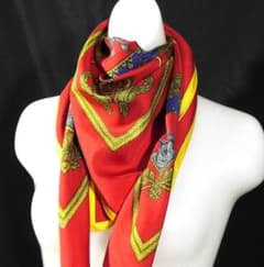 美品　HERMES エルメス　大判スカーフ　カレ90　シルク100％　 D468