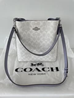 COACH シグネチャー モリーバケット2way ホワイト×パープル COACH シグネチャー モリーバケット2way ホワイト×パープル - メルカリ