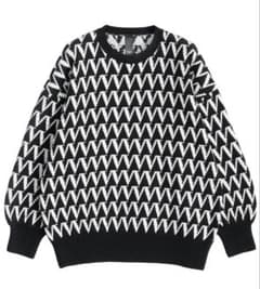 定価30000ジグザグパターン クルーネックニット
