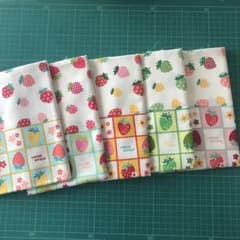 希少　5枚セット　松山敦子　オリジナル　パネル生地　いちご柄のサムネイル