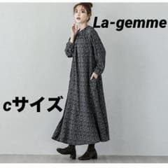 ラジエム 花柄 ブラック シフォン 長袖 ワンピース Cサイズのサムネイル