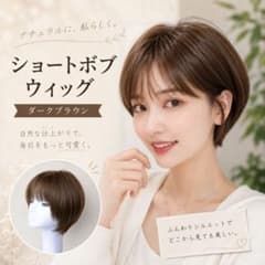 ショートウィッグ ショートボブ ダークブラウン ネット付き かつら