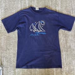 ヨット 太陽 南国 スーベニア Tシャツ 紺 パープルのサムネイル