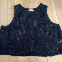 LEPSIM タンクトップ ブラック 花柄モチーフ