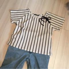 コキンちゃん様専用!!ページボーイストライプリボントップスのサムネイル