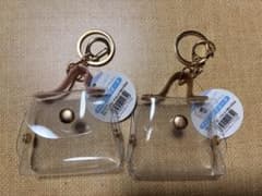 セリア　PVCバッグポーチ　ピンク、ブラウン２個セットのサムネイル