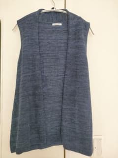 SIMPLE LIFE シンプルライフ ニットジレ ベスト 麻混 ブルー Lのサムネイル