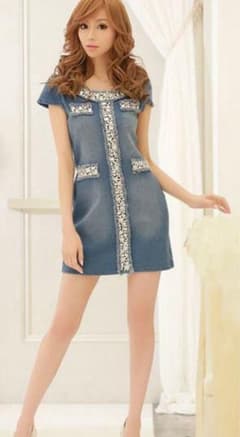 EmiriaWiz Jewelry Collarless Denim Dress