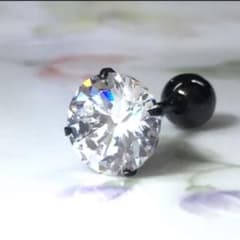 Cz8㎜ピアス　ブラック　ステンレス製のサムネイル