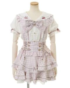 新品 LIZLISAはしごリボンギンガムティアードスカパンピンクのサムネイル
