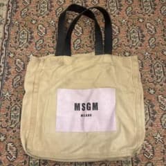 MSGM キャンバストートバッグ ベージュ A4収納可 - メルカリ