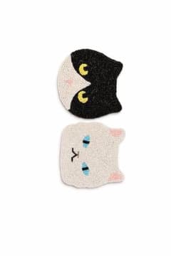 未使用 猫デザイン ビーズコースター 2枚セット