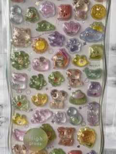 雲と動物と花のシール