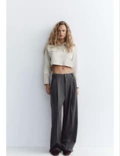 ZARA ダブルプリーツパンツ ダークグレー XSのサムネイル