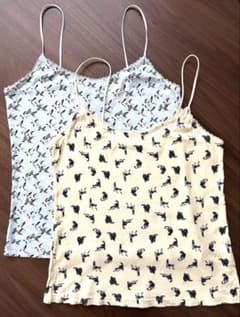 UNIQLO✖️ポール&ジョー　キャミソール Lサイズ2枚セット　猫柄とツバメ柄のサムネイル