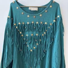 ターコイズ フリンジ ビーズ 長袖Tシャツのサムネイル