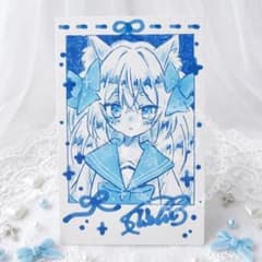 130】萌え絵 手描きイラスト アナログイラスト チェキサイズ 匿名配送