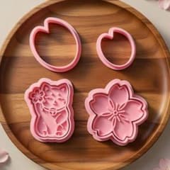 和風デザイン さくら クッキー型猫桜の花 4個セットのサムネイル