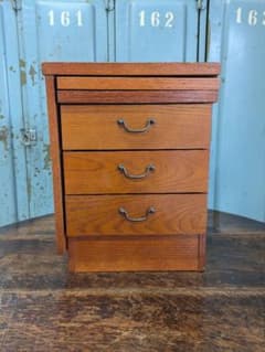 懐かしい昭和レトロ商品☆文机 折り畳み式テ ーブル 三段引き出し 和製