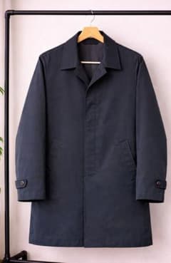 【美品】ステンカラーコート スプリング ロングコート メンズ 春秋 NAVYのサムネイル